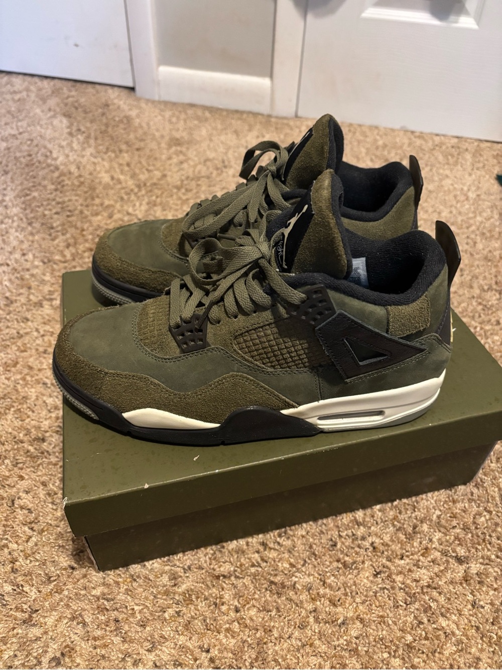 Jordan Olive Green and Black Suede Sneakers